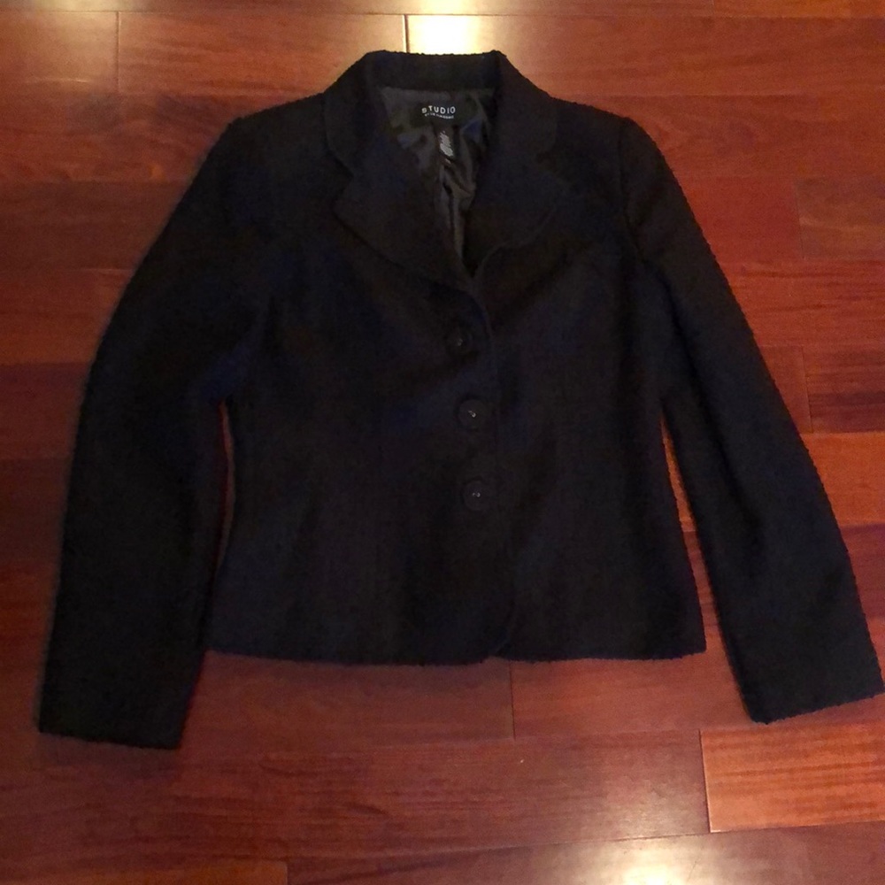 Texture Pattern Black Jacket Formal Work Attire - image 1